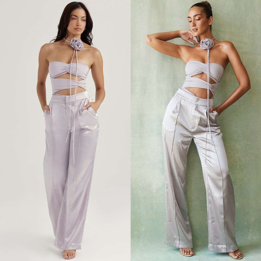 HOUSE OF CB 'Alivia' Grey Satin Trousers